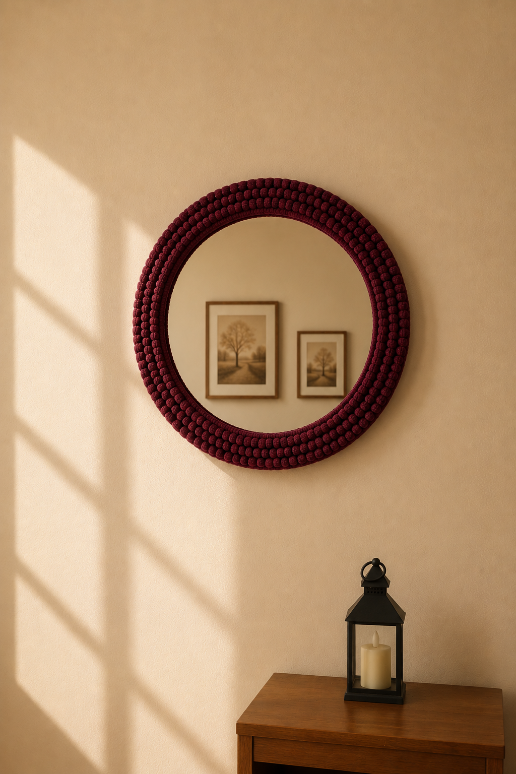 Wine Rose knot Mirror (20 inches)