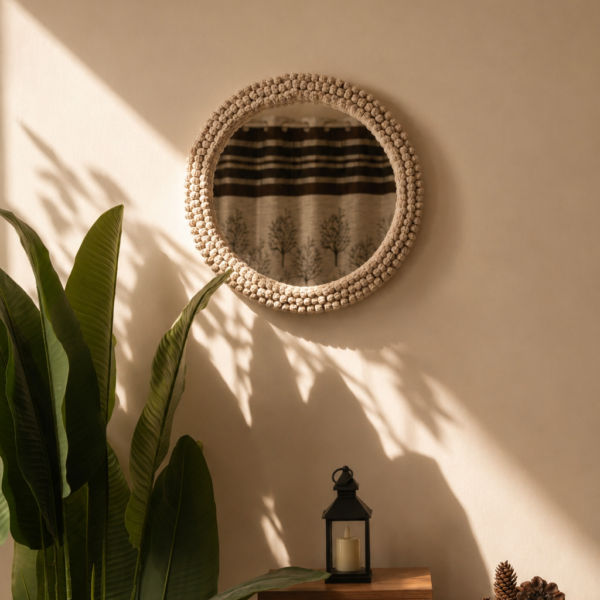 Offwhite Rose knot mirror (16 inches)